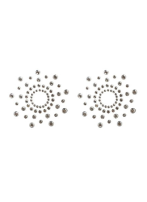 Paire de cache tétons adhésifs strass blanc - NP-1030WHT